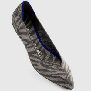 Rothy's The Point Gray Zebra Stripe Flat Sz 10 Excellent Condition